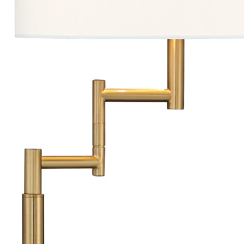 Possini Euro Lyndon Warm Antique Gold Swing Arm Floor Lamp