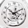 Bulova Trident Crystal Glass 6 3/4"W Skeleton Table Clock