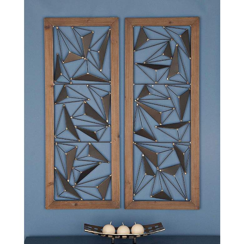 Shadows 39" High 2-Piece Wood and Metal Wall Art Set