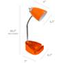 LimeLights Orange Gooseneck Organizer Desk Lamp w/ USB Port