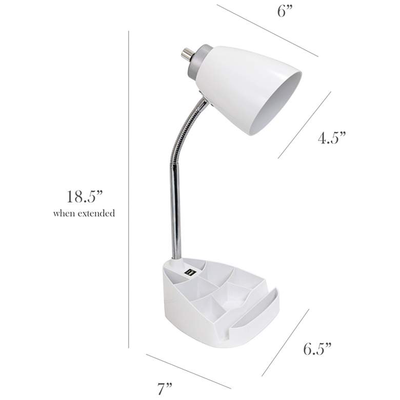 LimeLights White Gooseneck Organizer Desk Lamp with USB Port