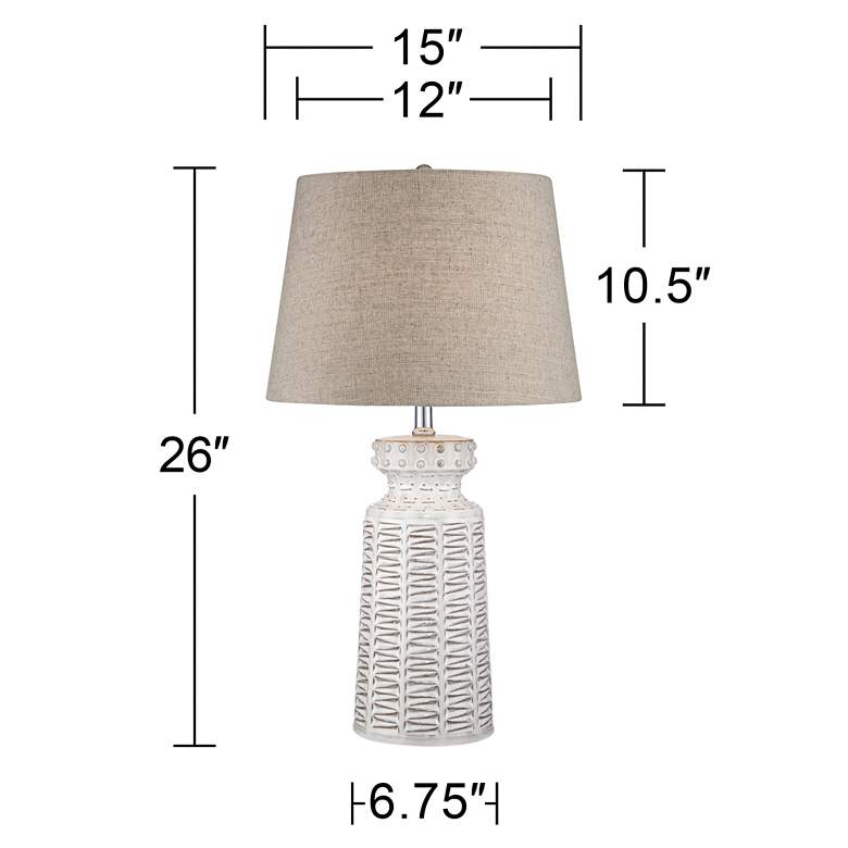 Helene Cream White Ceramic Table Lamp With Black Round Riser