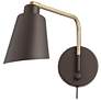 Nanaimo Bronze and Antique Brass Plug-In Swing Arm Wall Lamps Set of 2