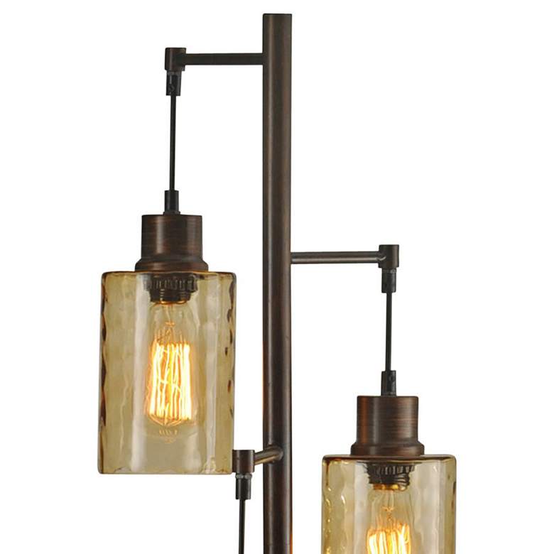 Bronze Table Lamp with Amber Dimpled Glass Shades
