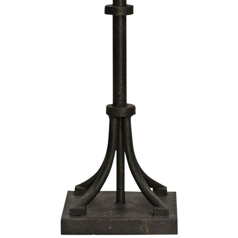 Industrial Bronze Iron Table Lamp with Beige Hardback Shade