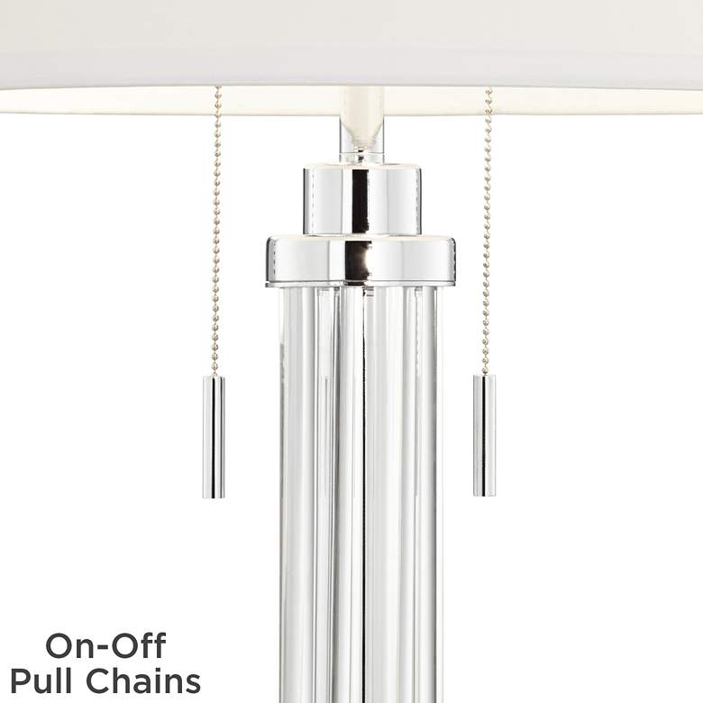 Cadence Glass Column Table Lamp with Square White Marble Riser