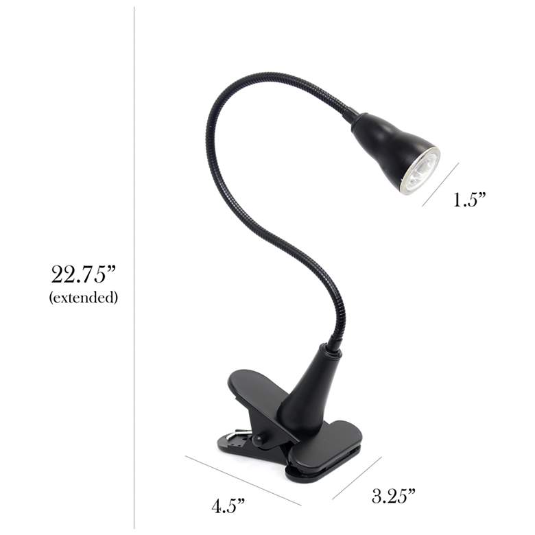 Simple Designs Black Gooseneck LED Clip Light Desk Lamp