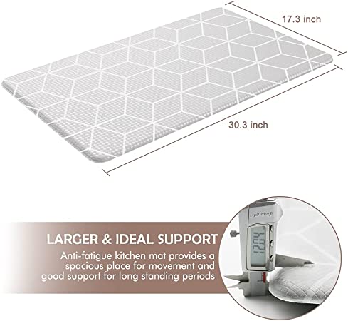 Kitchen Rugs Mat Anti Fatigue Comfort Cushion Floor Mats, Non Slip Waterproof Kitchen Mats, Suitable for Kitchen, Laundry, Bathroom, Living Room, 30.3"x 17.3", Grey
