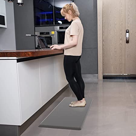 DEXI Anti Fatigue Kitchen Mat, 3/4 Inch Thick, Stain Resistant, Padded Cushioned Memory Foam Floor Comfort Mat for Home, Garage and Office Standing Desk, 39"x20", Black