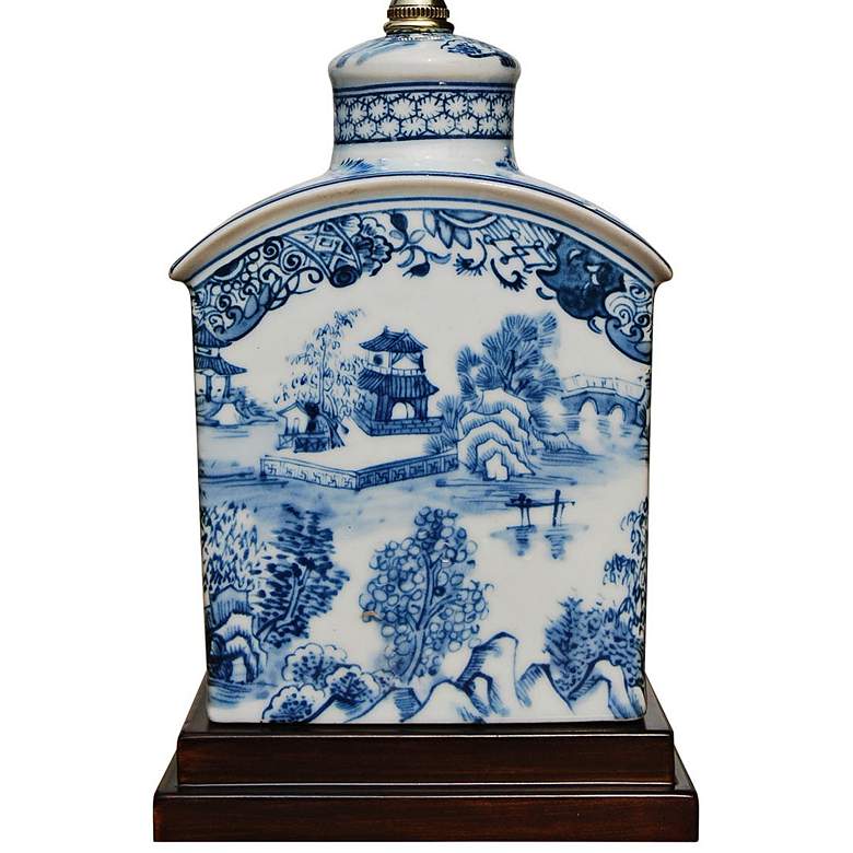 Elison 17 1/2"H Blue and White Porcelain Tea Jar Table Lamp