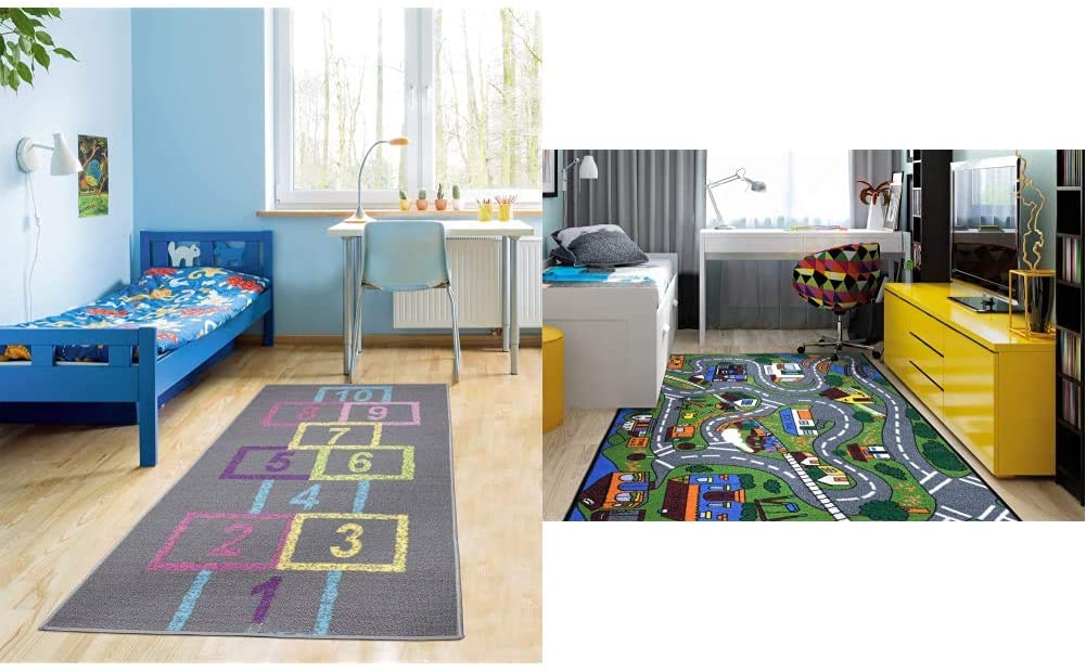 Children's Garden Collection Educational Hopscotch Design Grey