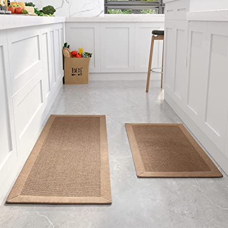 Kitchen Rugs and Mats Non Skid Washable, Absorbent Runner Rugs for Kitchen,  Front of Sink, Kitchen Mats for Floor (Beige, 20x32)