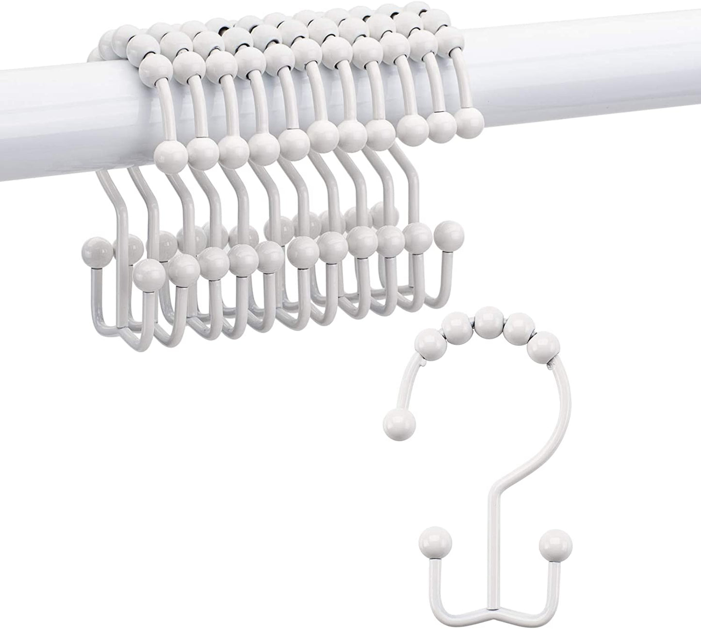 Shower Curtain Hooks Rings, Rust-Resistant Metal Set of 12 Hooks