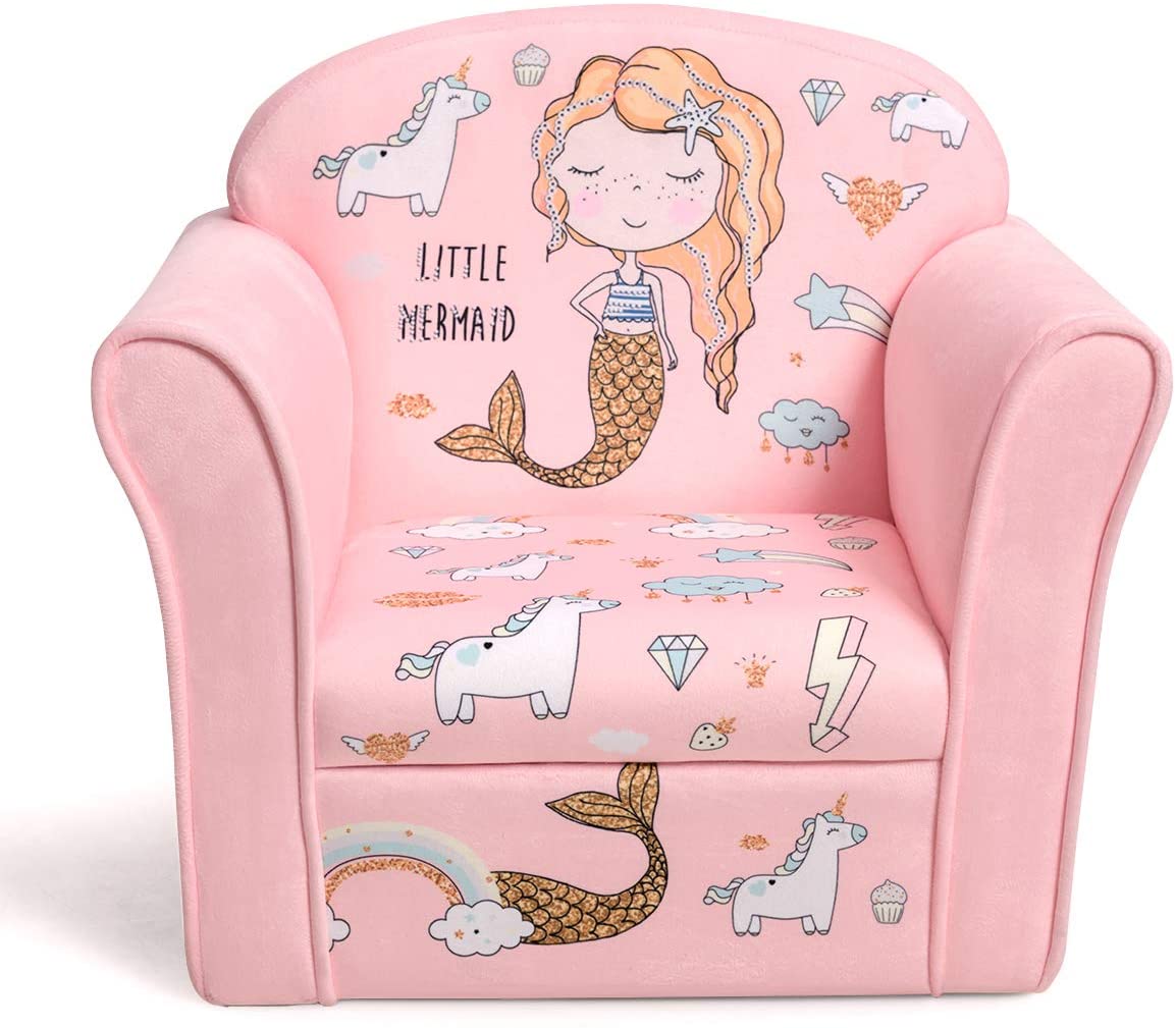 Kids Sofa, Children Armrest Chair with Pattern, Toddler Furniture w/Sturdy Wood