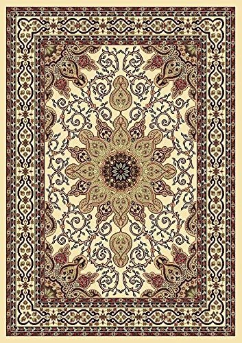 open expanded view Persian-Rugs Ivory Burgundy 5'2x7'2 Black Isfahan Soft Area Rug