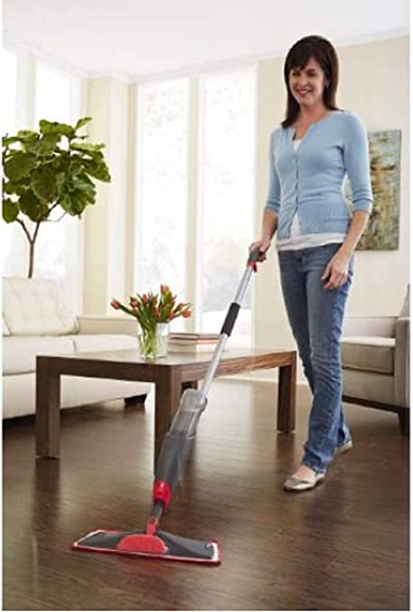 Rubbermaid Reveal Spray Microfiber Floor Mop Cleaning Kit for Laminate & Hardwood Floors, Spray Mop with Reusable Washable Pads, Commercial Mop