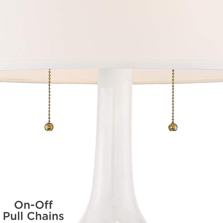 Natalia White Ceramic Table Lamp with Round White Marble Riser