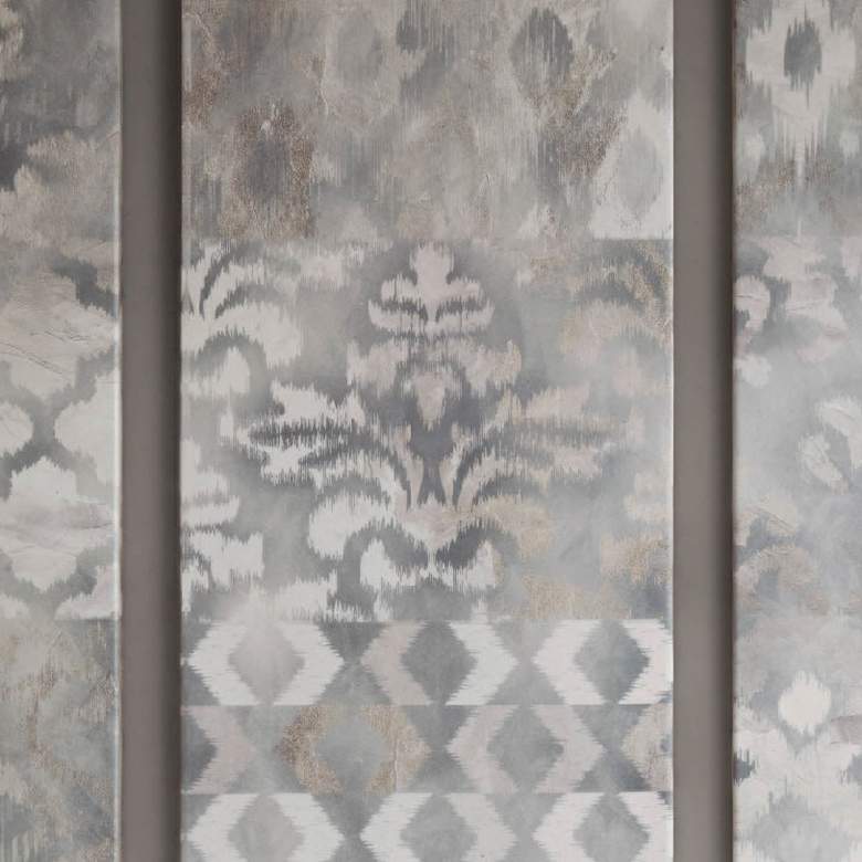 Watercolor Ikat Taupe 35" High 3-Piece Gel Coat Wall Art Set