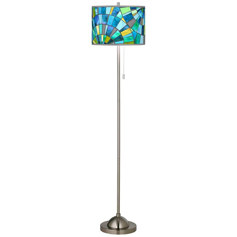 Lagos Mosaic Brushed Nickel Pull Chain Floor Lamp