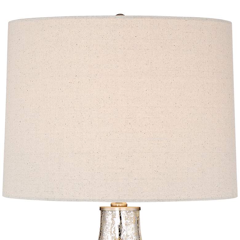 Waylon Mercury Glass Table Lamp with Round White Marble Riser