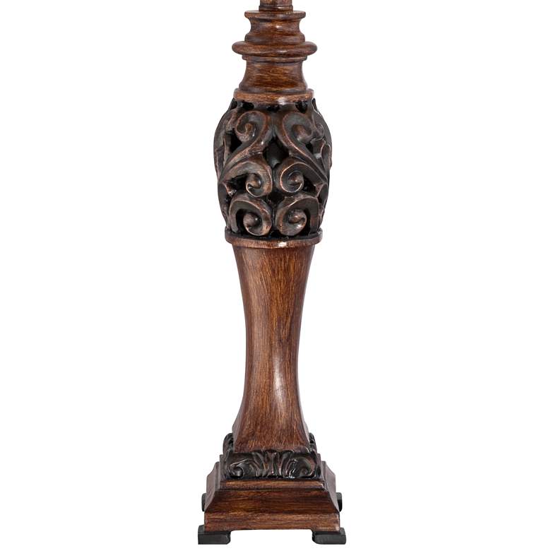 Exeter 30" High Wood Finish Crimson Red Table Lamps Set of 2