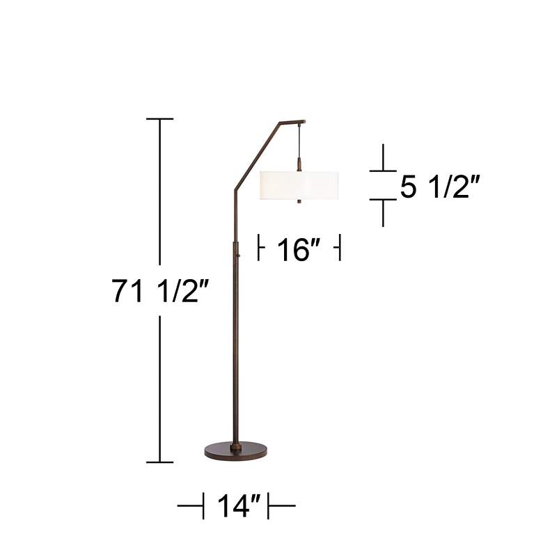 Blue Polyester Bronze Downbridge Arc Floor Lamp