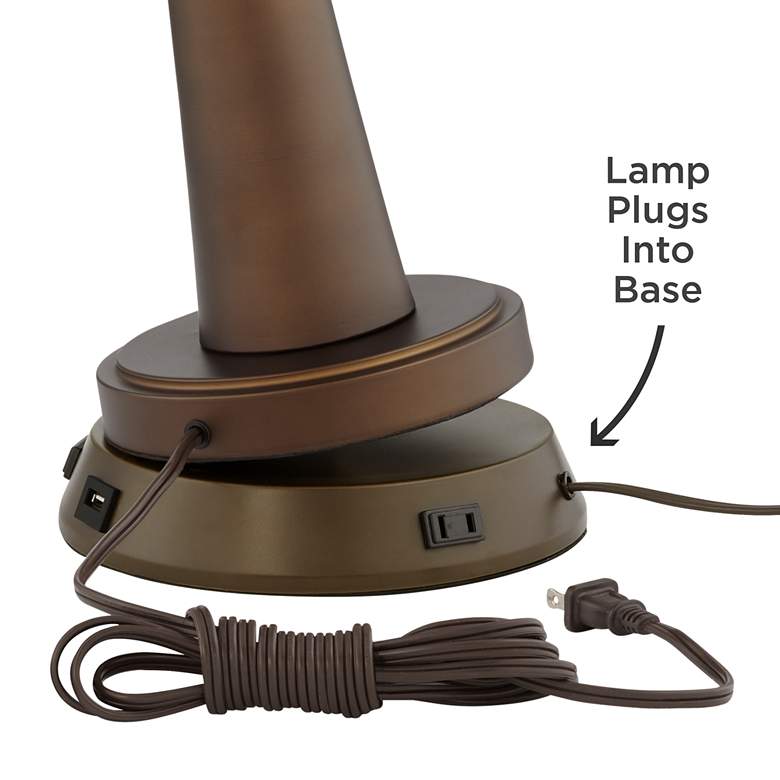 Howell Double Shade Bronze Table Lamp with USB Workstation Base