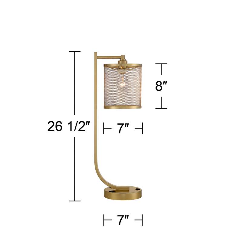 Possini Euro Tavish Warm Gold Desk Lamp with Dual USB ports and Outlet