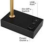 Slimline Swing Arm LED Desk Lamp with Outlet and USB Port Black with Gold
