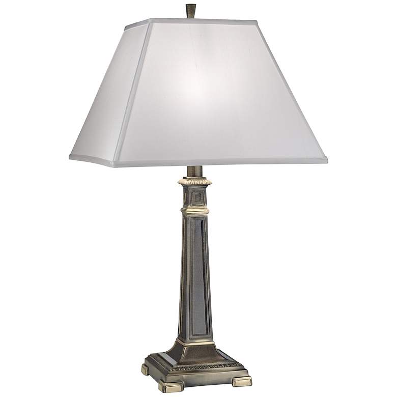 Silk Shantung Roman Bronze Table Lamp