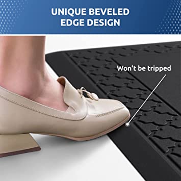 KitchenClouds Kitchen Mat Cushioned Anti Fatigue Kitchen Rug 17.3"x28" Waterproof Non Slip Kitchen Rugs and Mats Standing Desk Mat Comfort Floor Mats for Kitchen House Sink Office (Blue)