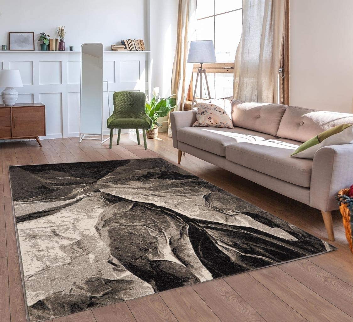 Lagos Collection Grey Abstract Soft Area Rug