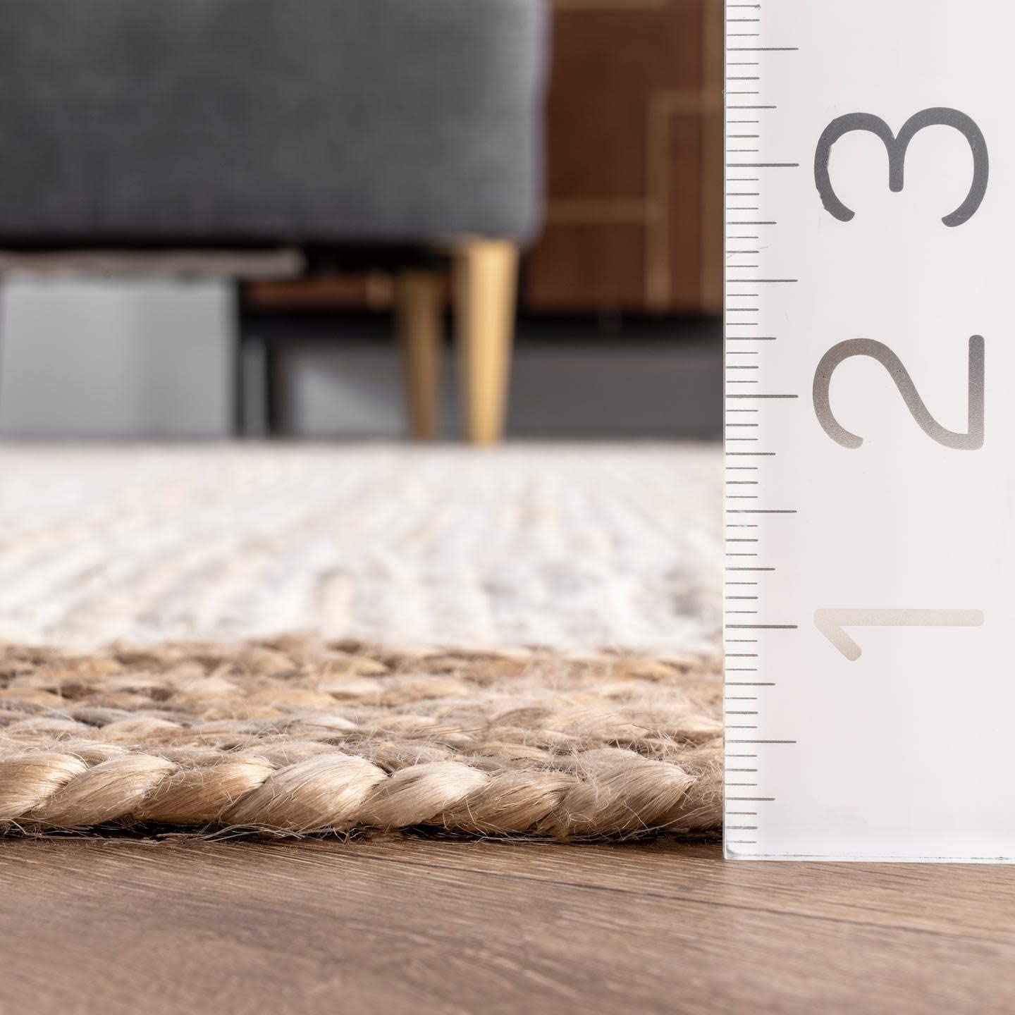 Hand Woven Jute Area Rug, White