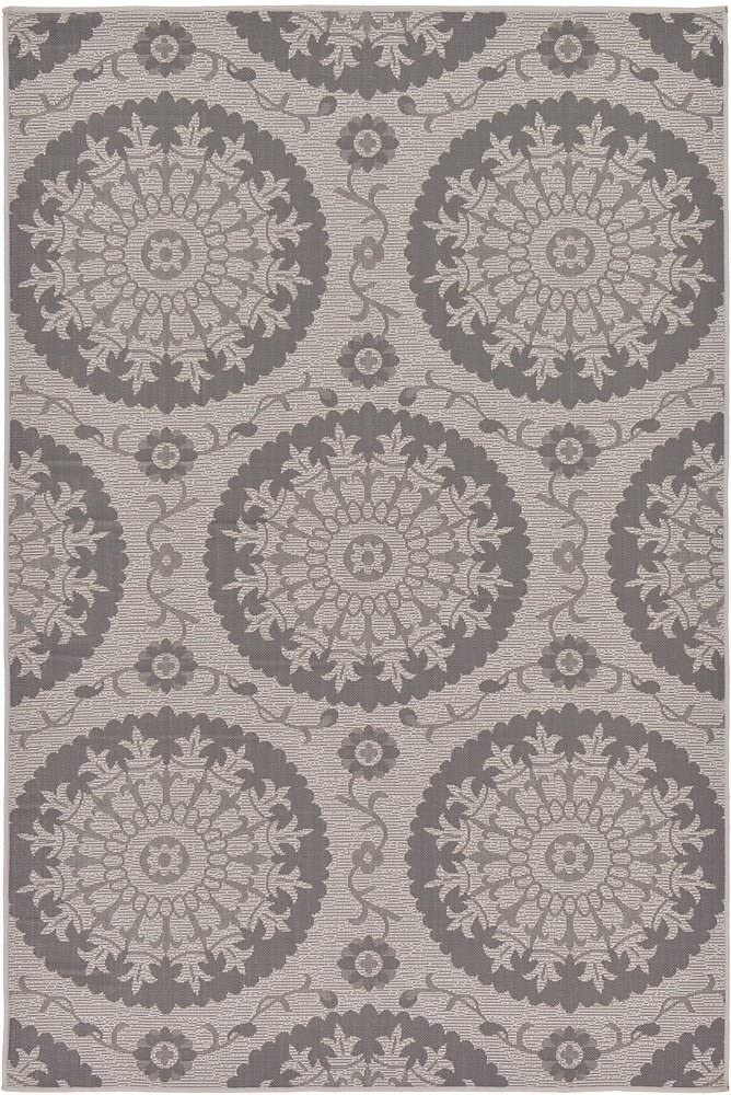 Botanical Collection Floral Abstract Transitional Indoor Outdoor Flatweave Gray/Light Gray Area Rug