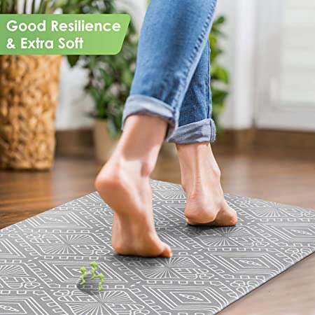 HiTik Kitchen Mats Rug Anti Fatigue(44X120cmX10mm),Ergonomic Cushioned Floor Rug Standing Mat Area Thick PVC Waterproof, Non-Slip, Oil Resistant Floor Mats for Kitchen, Office