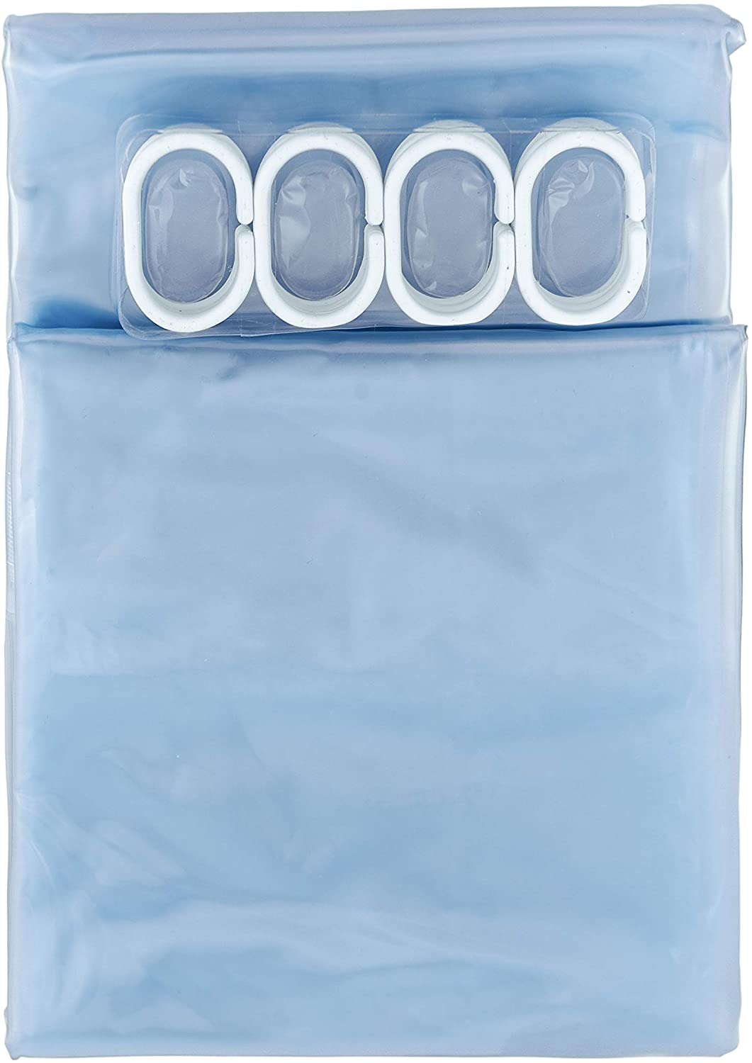 Vinyl Bathroom Shower Curtain Liner with Metal Grommets and Plastic Hooks - 72" x 72", Clear
