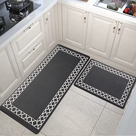 SUPENUIN Kitchen Rugs and Mats 2PCS Non Skid Kitchen Mats for