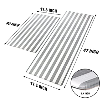 2 PCS, Waterproof & Non-Slip Kitchen Rugs, Anti-Fatigue Mats for Kitchen Floors, Offices & Laundries, Durable Resilient Kitchen Rug Set, Area Rug Sets (Gray Stripe)