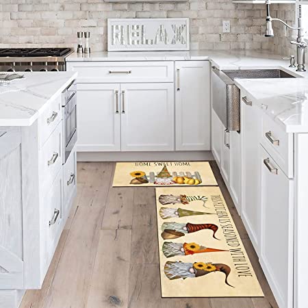 Fall Gnome Kitchen Mat Set of 2 Non Slip Thick