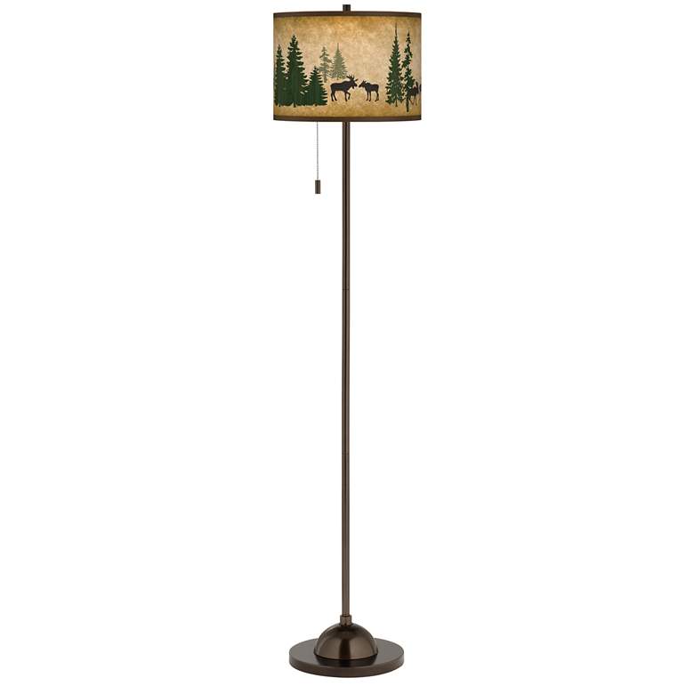 Moose Lodge Giclee Glow Bronze Club Floor Lamp