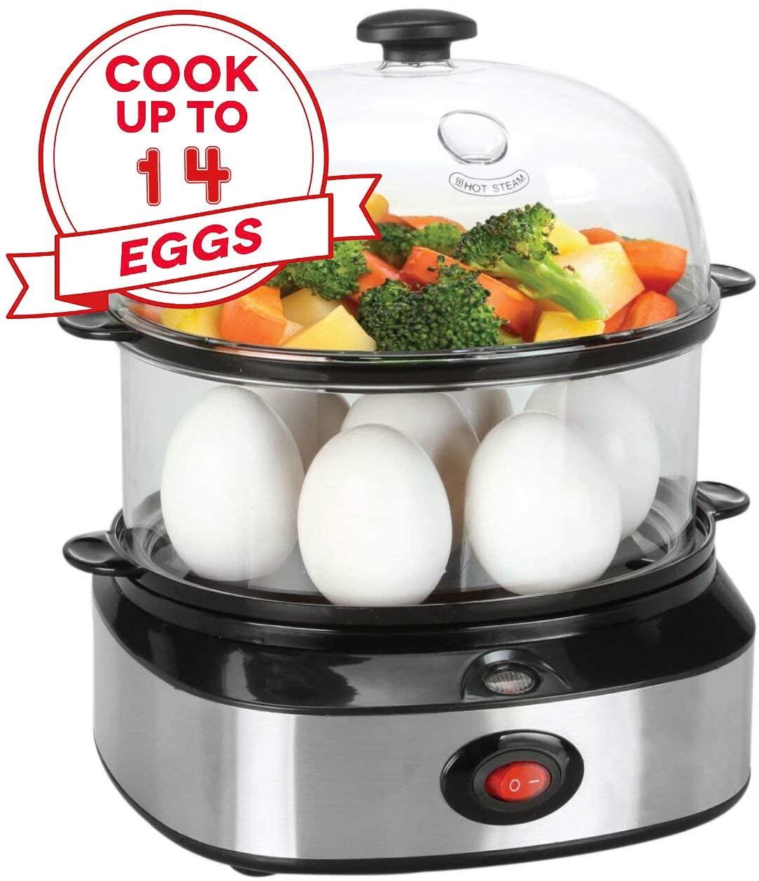 2 in 1 Electric Rapid Stainless 14 Egg Cooker/Steamer Auto Shut Off –  Joanna Home