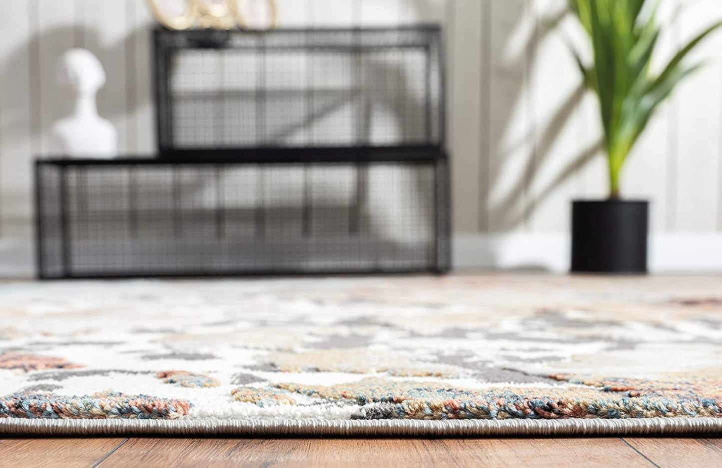 Contemporary Warm Rust Distressed Farmhouse Modern Non-Shed Orange Area Rug