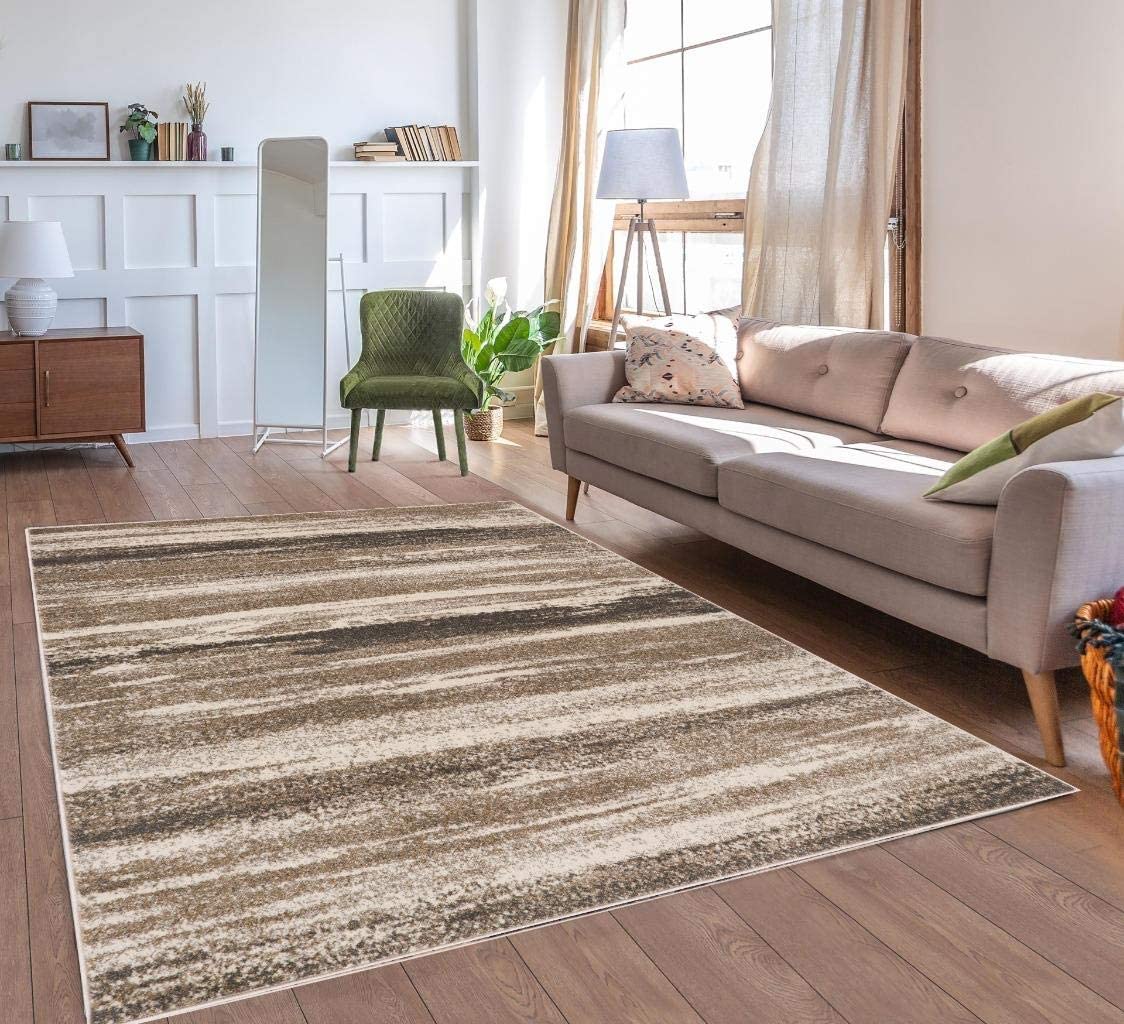 Modern Abstract Beige Soft Area Rug