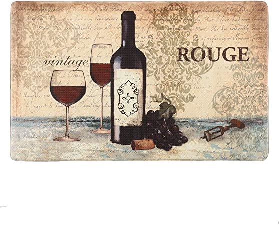 Farmhouse Kitchen Mats Cushioned Anti-Fatigue Comfort Mat for Home & Office Ergonomically Engineered Memory Foam Kitchen Rug Waterproof Non-Skid, 47" by 17",Happiness