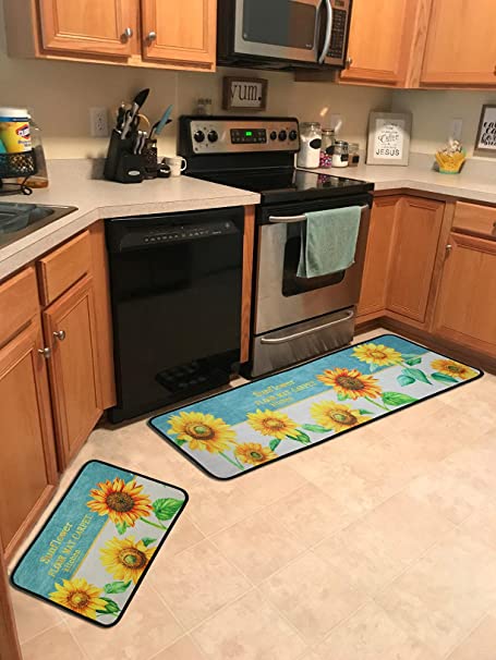 Floor Mat Set Non-slip Washable,Indoor Doormats Area Rugs for Kitchen Bedroom Bathroom Carpet (15.7×23.6 inch +15.7×47.2 inch, New-Kitchen)
