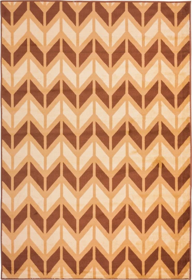 Miami Bourban Chevron Gold Modern Area Rug