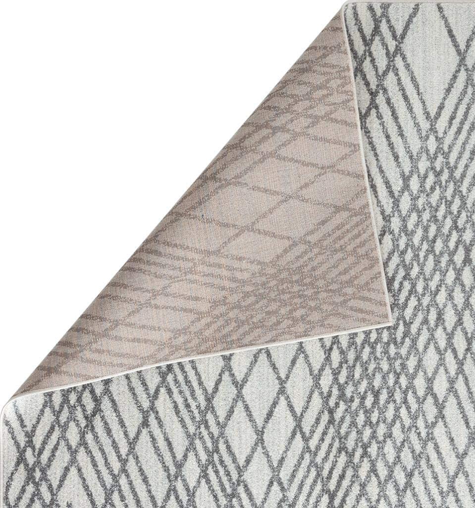 Pancras Collection Grey Geometric Soft Area Rug