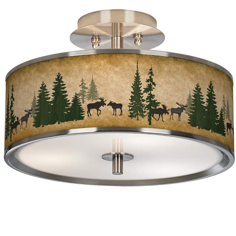 Moose Lodge Giclee Glow 14" Wide Ceiling Light