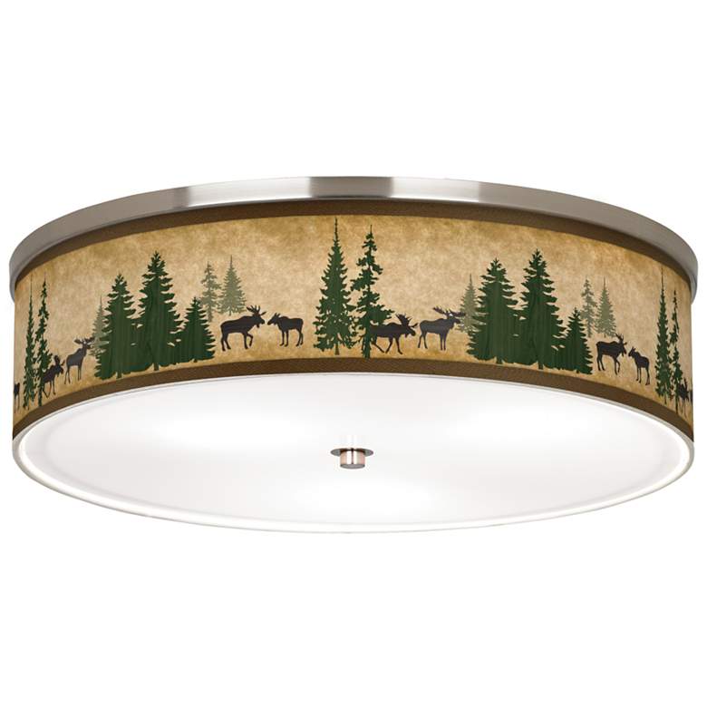 Moose Lodge Giclee Nickel 20 1/4" Wide Ceiling Light