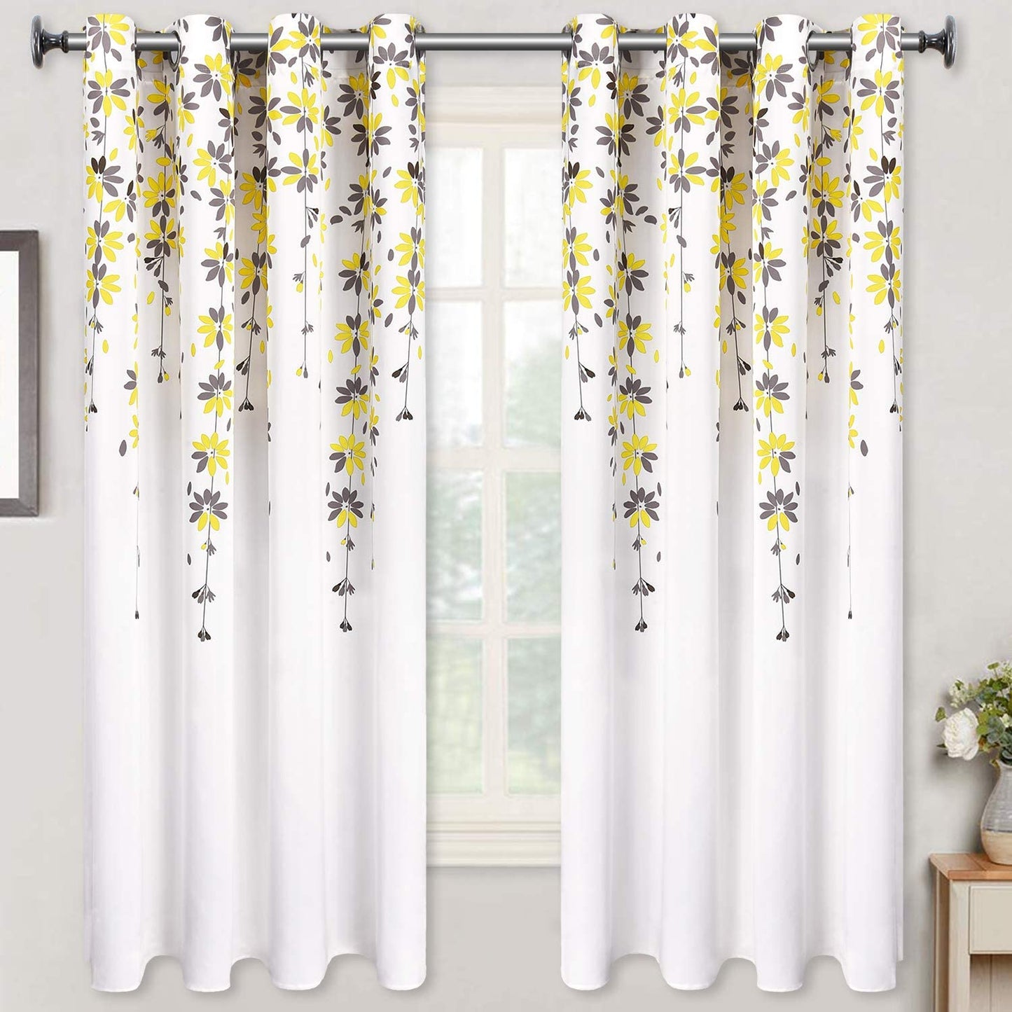 Flowers Window Curtain Floral Window Treatment Grommet Curtains